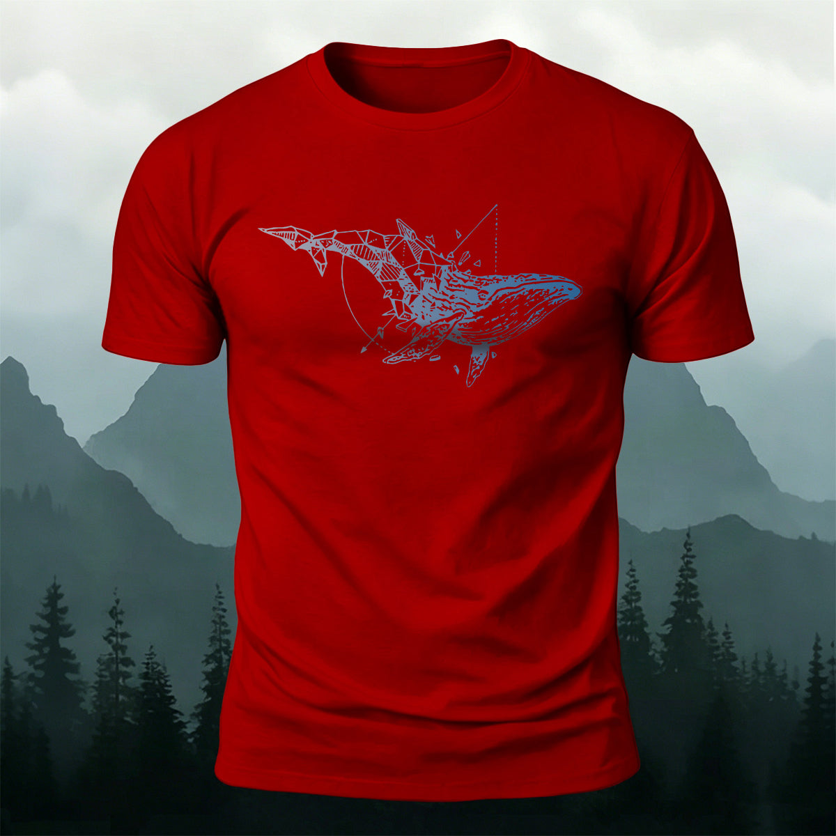 Sacred Geometry Whale Casual Cotton T-Shirt