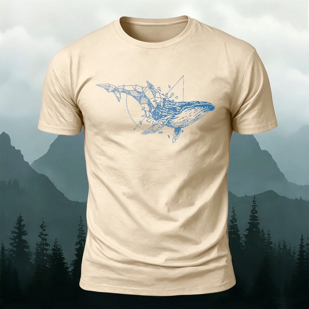 Sacred Geometry Whale Casual Cotton T-Shirt