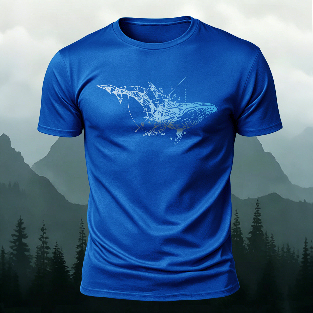 Sacred Geometry Whale Casual Cotton T-Shirt