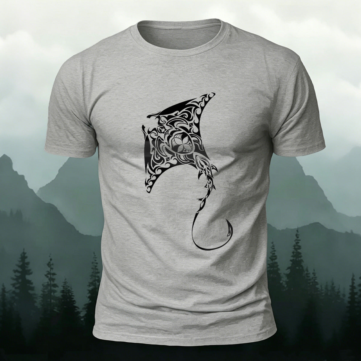 Tribal Art Stingray Marine Premium Cotton T-Shirt
