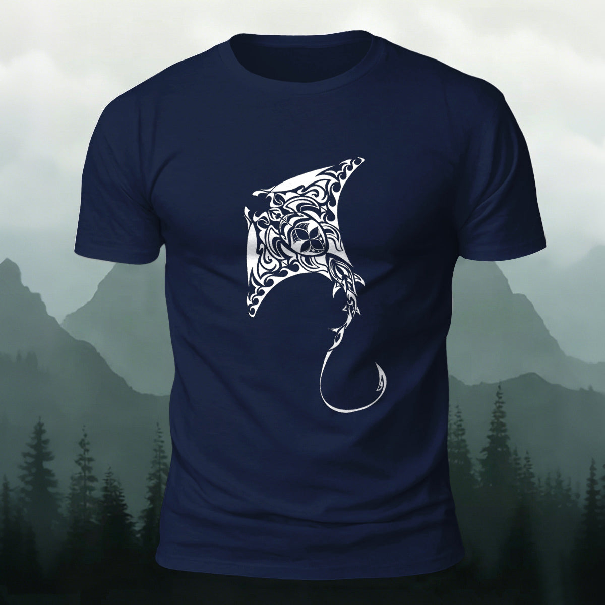 Tribal Art Stingray Marine Premium Cotton T-Shirt