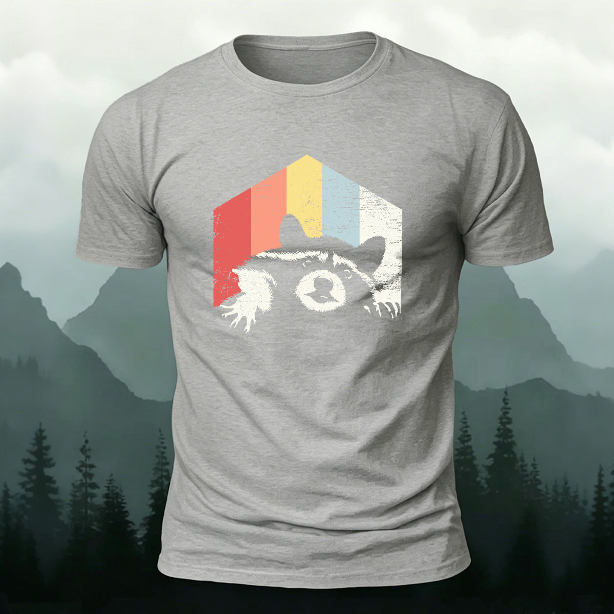 Outdoor Wild Raccoon Graphic Skin-Friendly Casual Tee
