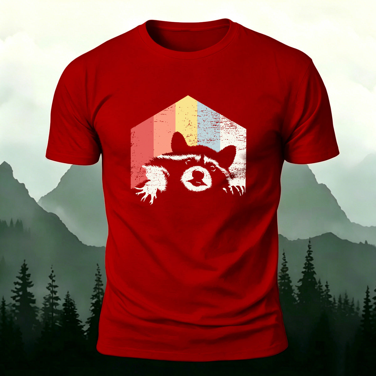 Outdoor Wild Raccoon Graphic Skin-Friendly Casual Tee