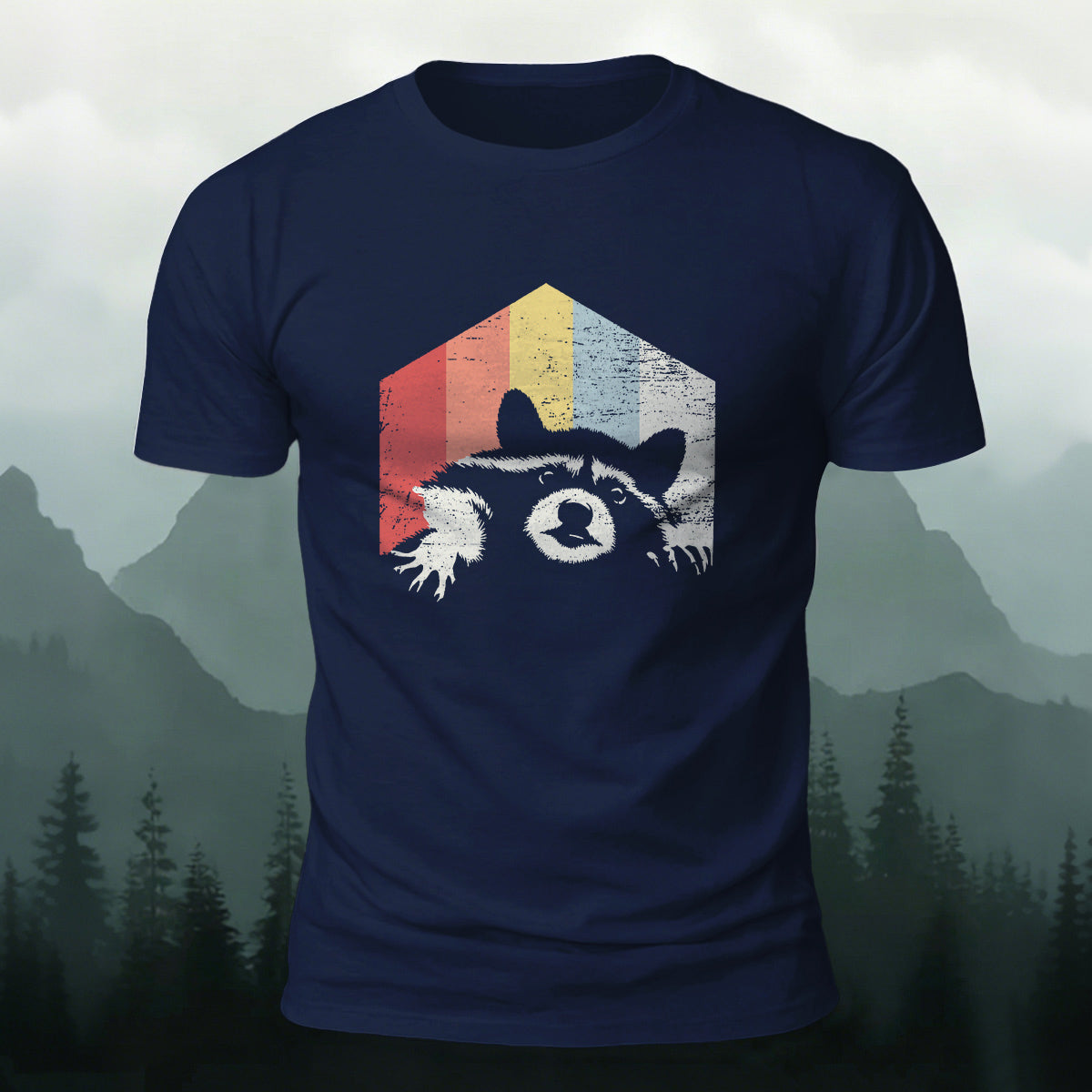 Outdoor Wild Raccoon Graphic Skin-Friendly Casual Tee