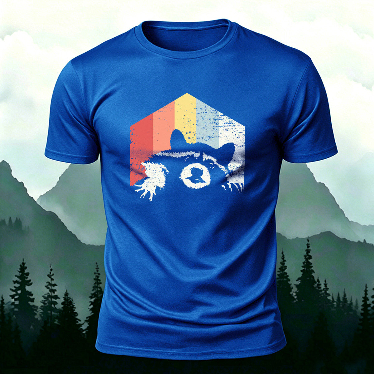 Outdoor Wild Raccoon Graphic Skin-Friendly Casual Tee