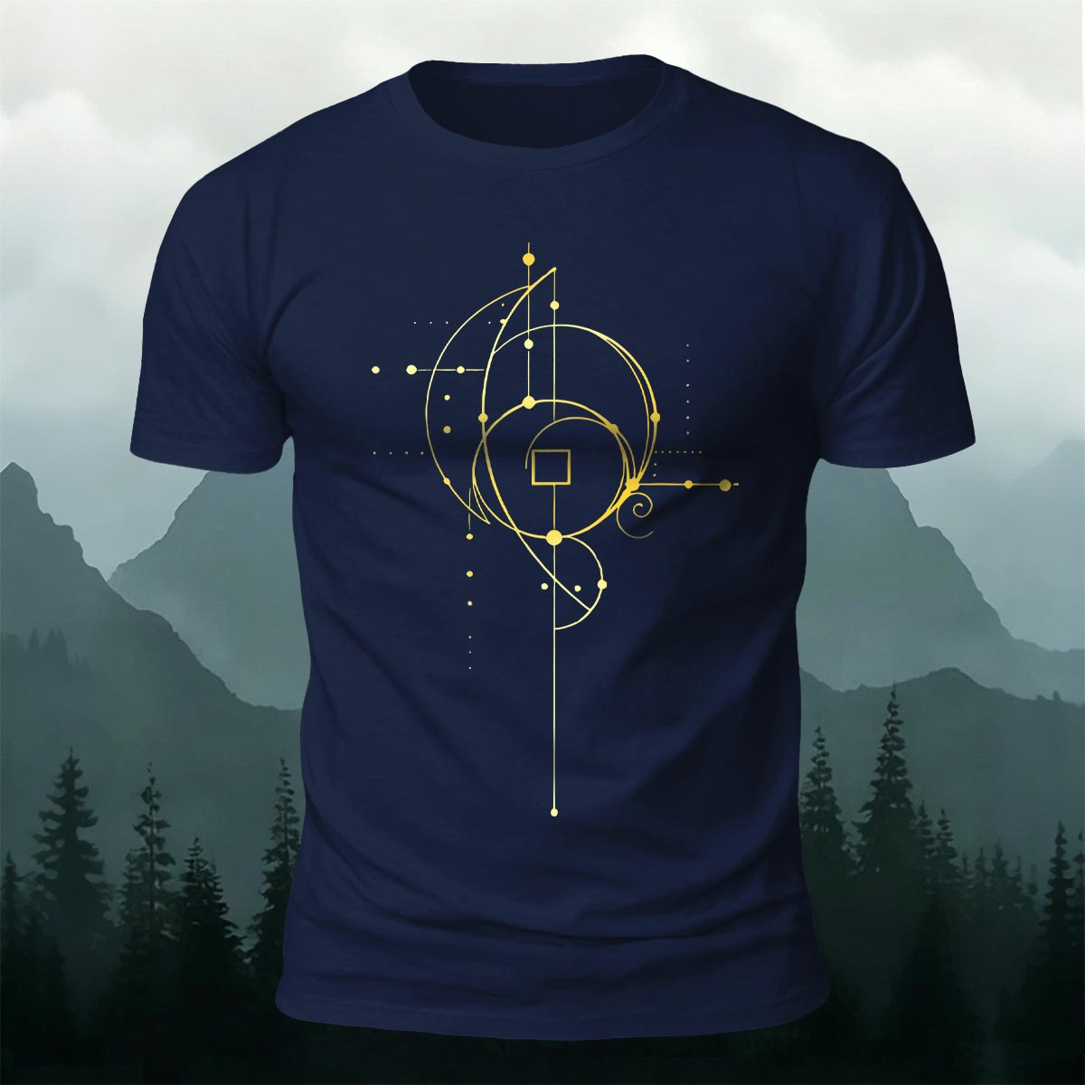 Cosmic Geometric Lines Casual Skin-Friendly T-Shirt