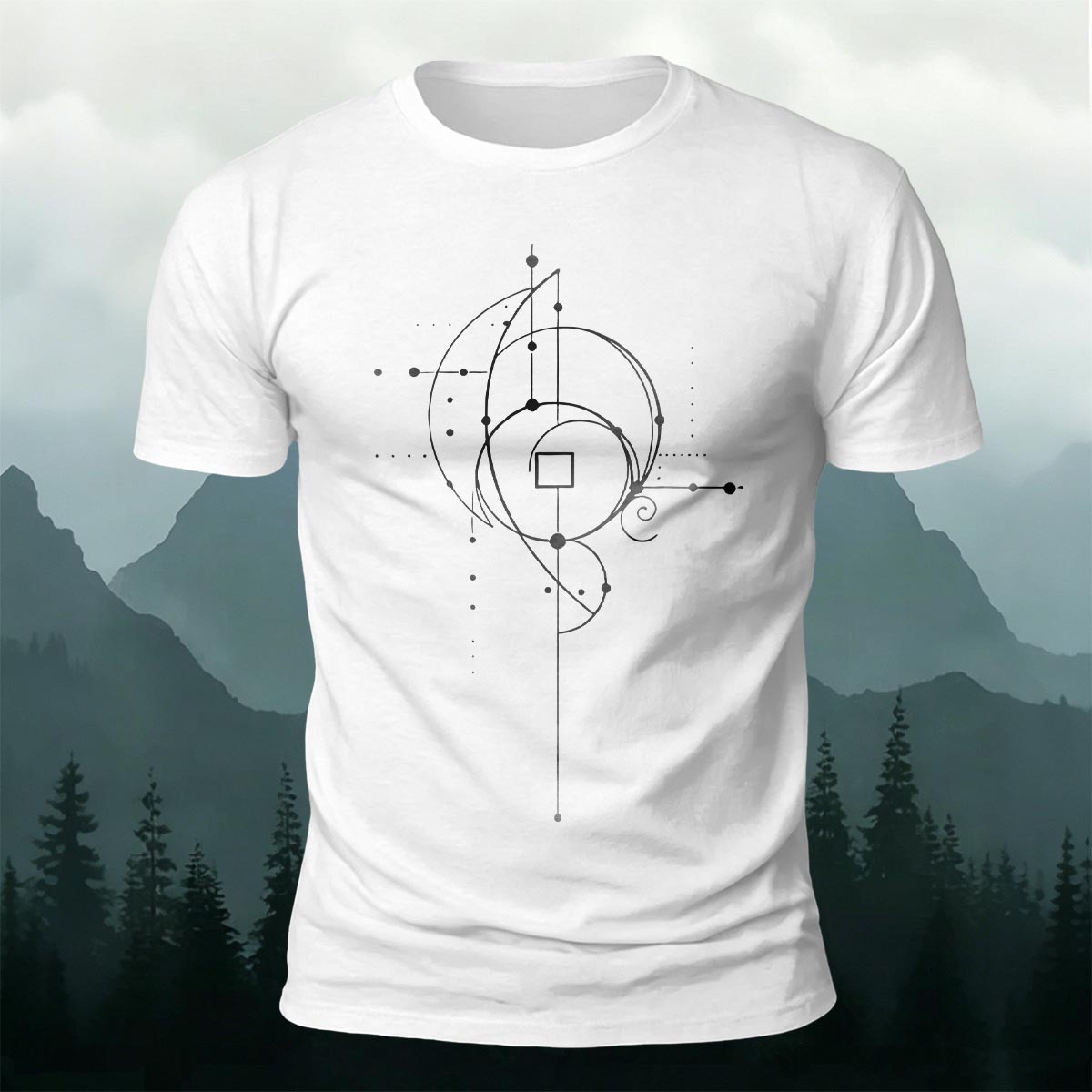 Cosmic Geometric Lines Casual Skin-Friendly T-Shirt