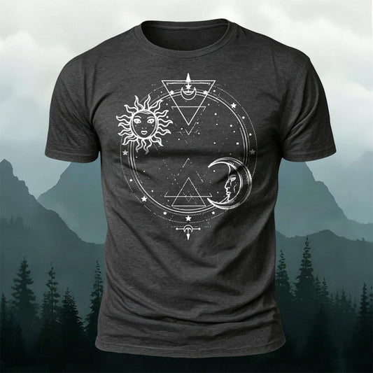 太陽と月の神聖幾何学 プレミアムコットンTシャツ
