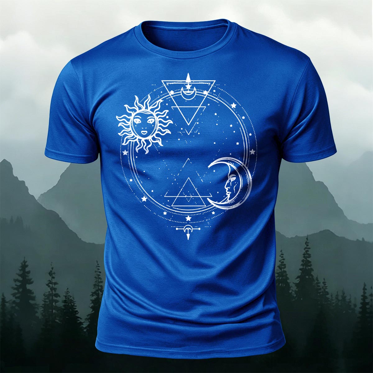 太陽と月の神聖幾何学 プレミアムコットンTシャツ