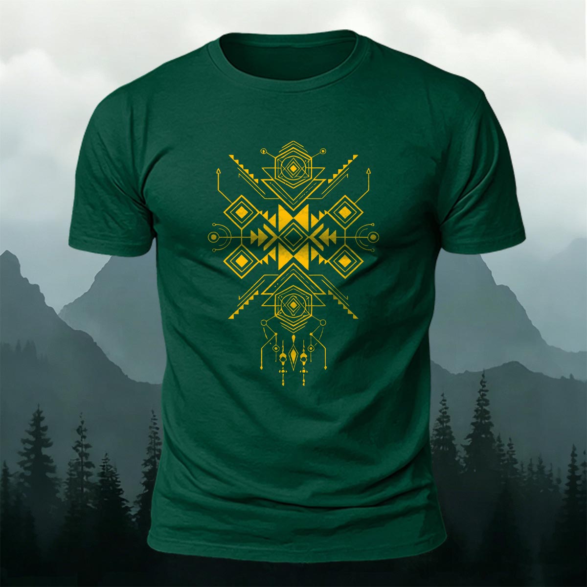Tribal Symmetrical Geometry Premium Cotton T-Shirt