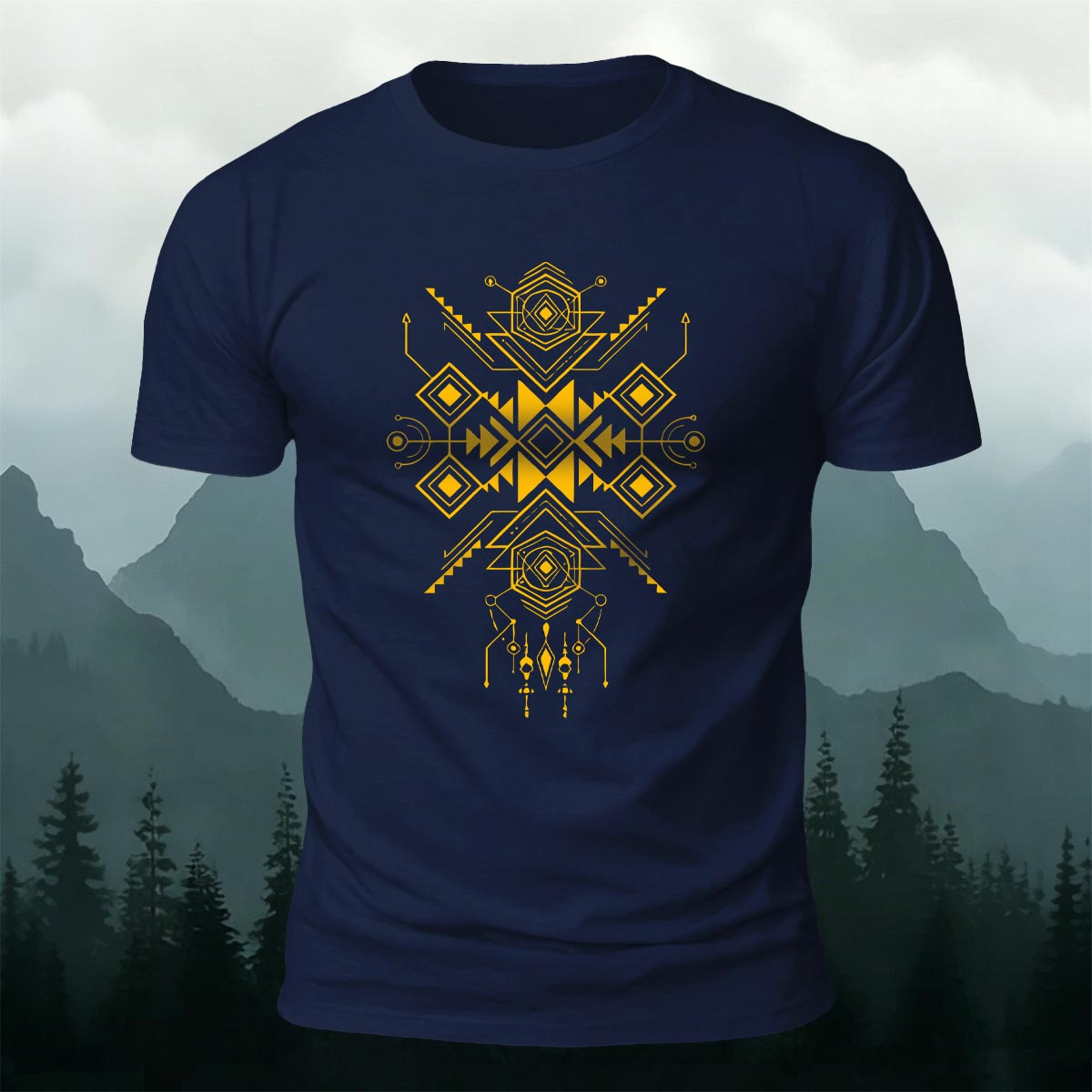 Tribal Symmetrical Geometry Premium Cotton T-Shirt