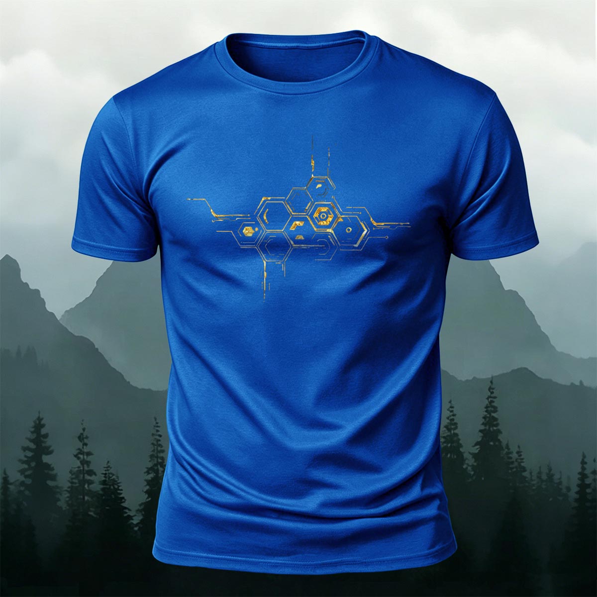 Mechanical Hexagon Minimal Premium Cotton Casual Tee