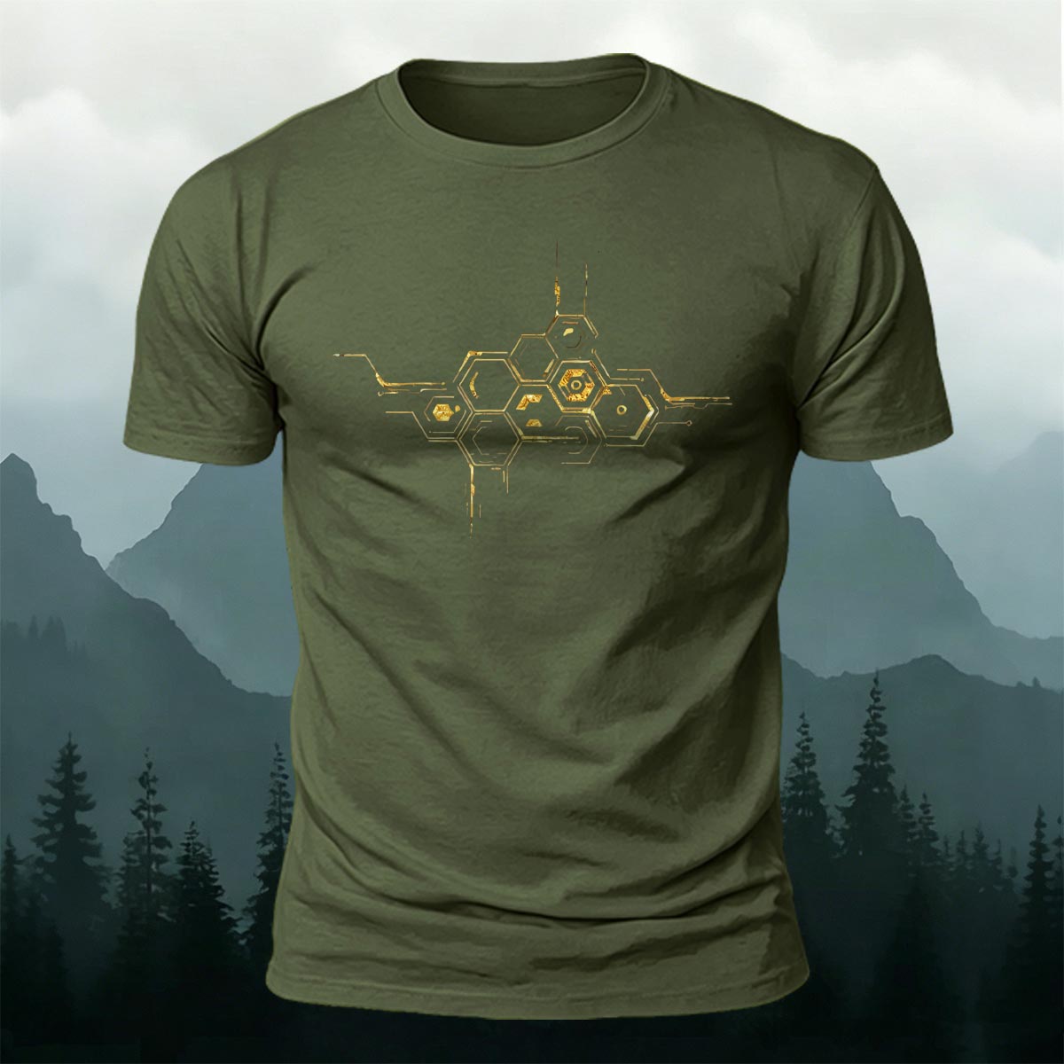 Mechanical Hexagon Minimal Premium Cotton Casual Tee