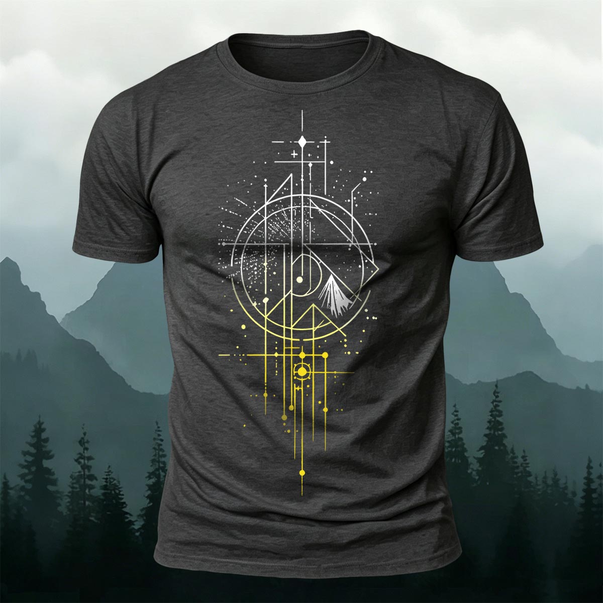 Starfall Mountain Sacred Geometry Premium Cotton Tee