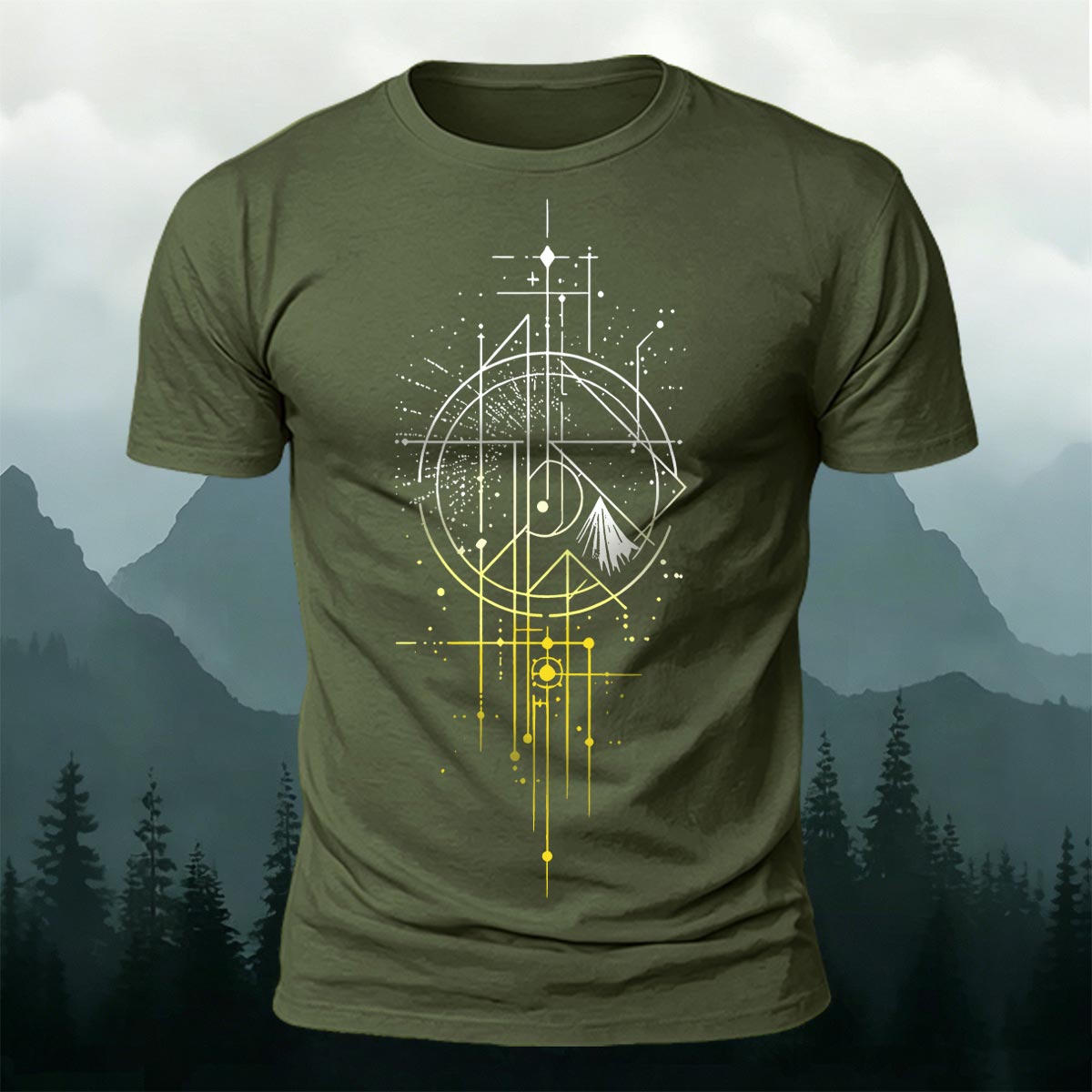 Starfall Mountain Sacred Geometry Premium Cotton Tee