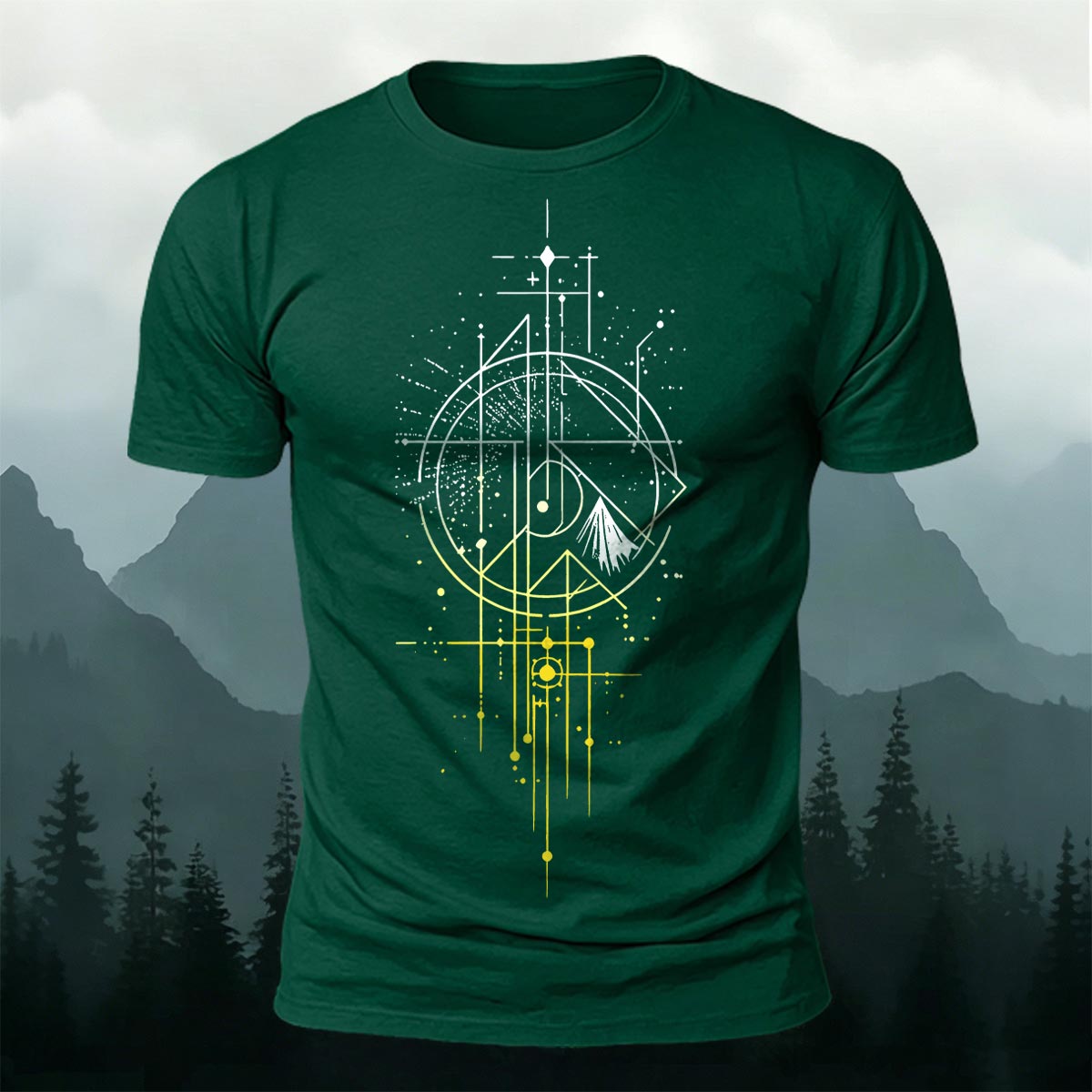 Starfall Mountain Sacred Geometry Premium Cotton Tee
