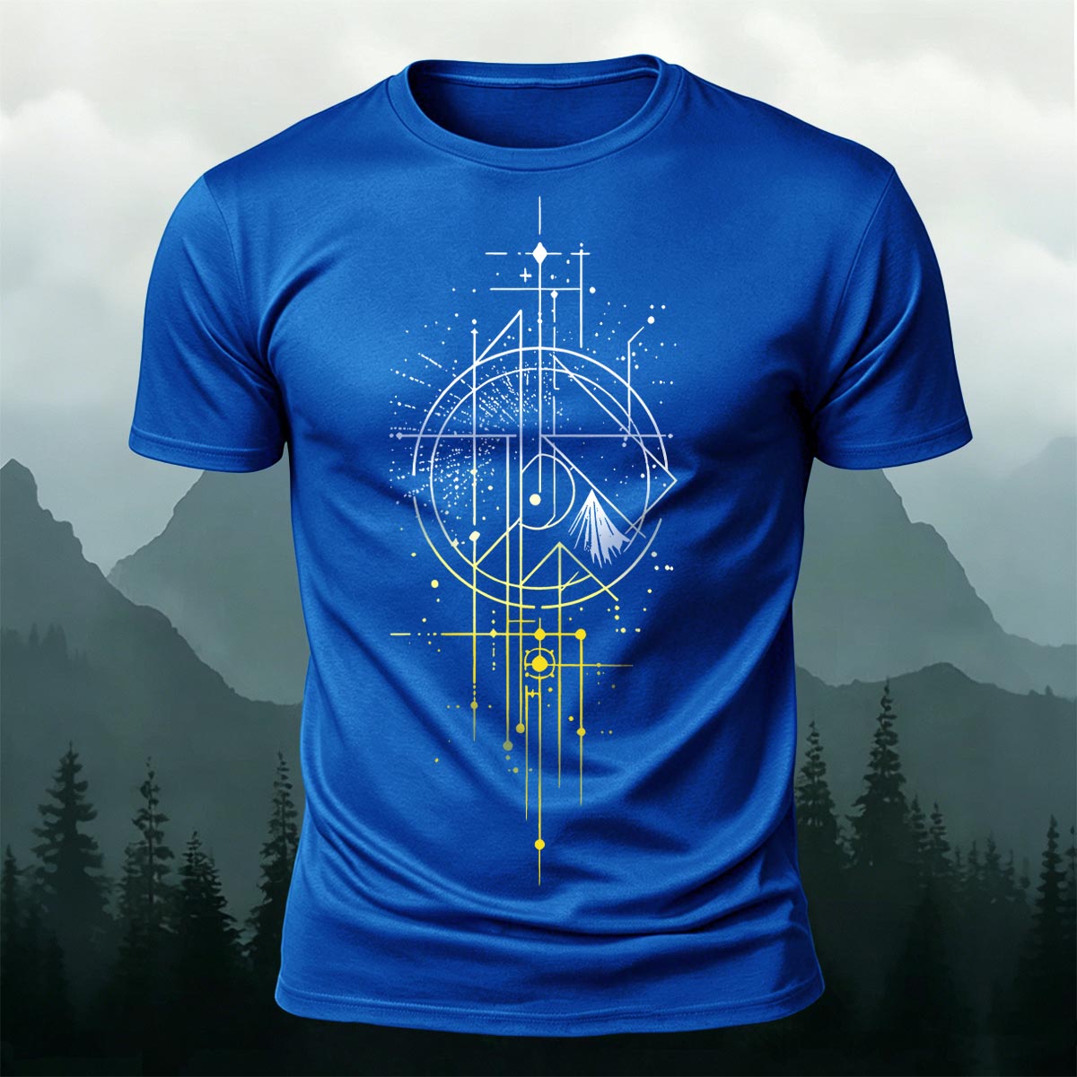 Starfall Mountain Sacred Geometry Premium Cotton Tee