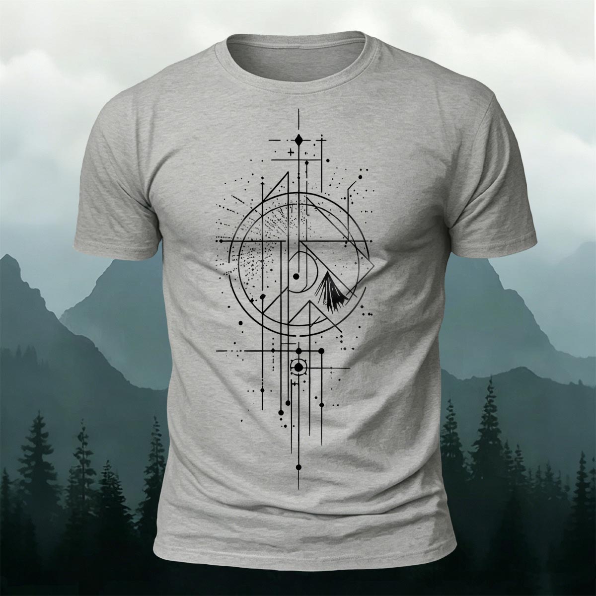 Starfall Mountain Sacred Geometry Premium Cotton Tee