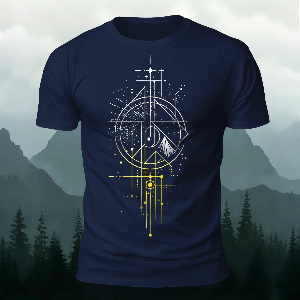 Starfall Mountain Sacred Geometry Premium Cotton Tee