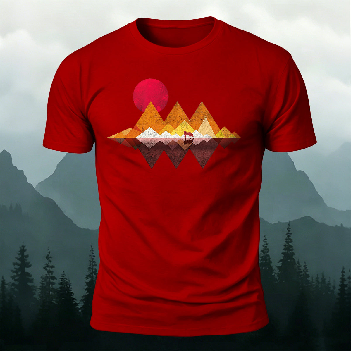 Vintage Wilderness Sunset Minimalist  Cotton Tee
