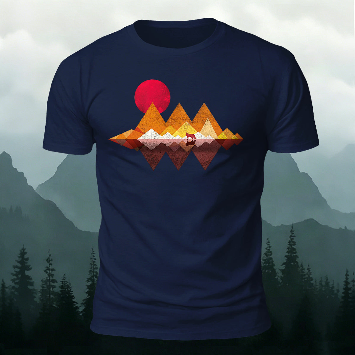 Vintage Wilderness Sunset Minimalist  Cotton Tee