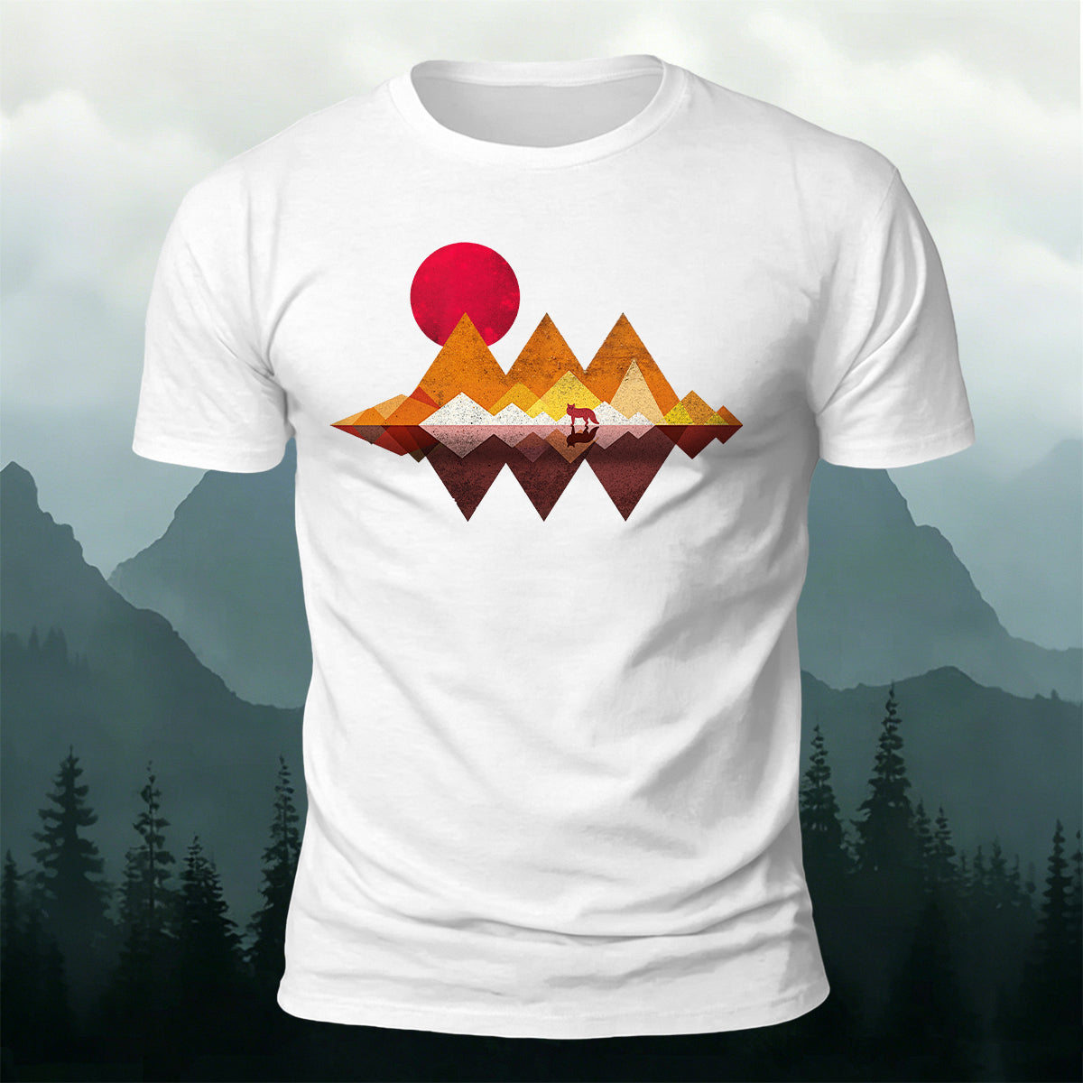 Vintage Wilderness Sunset Minimalist  Cotton Tee