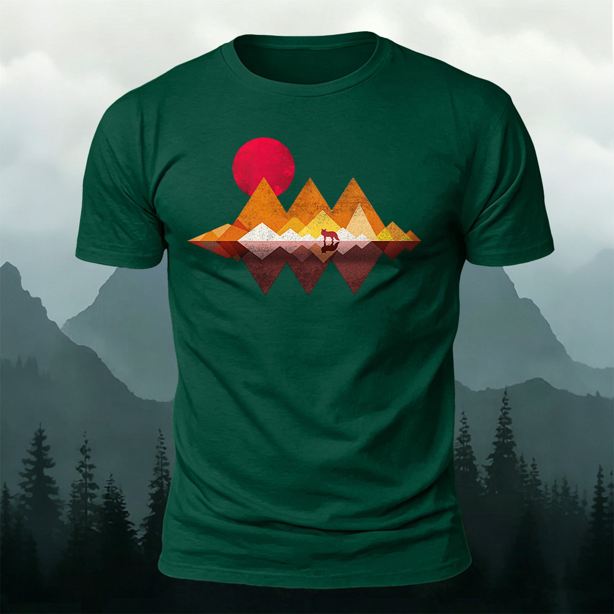 Vintage Wilderness Sunset Minimalist  Cotton Tee