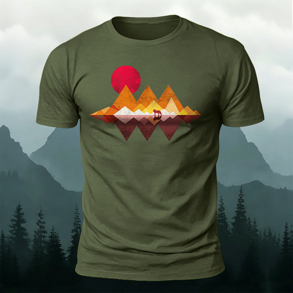Vintage Wilderness Sunset Minimalist  Cotton Tee