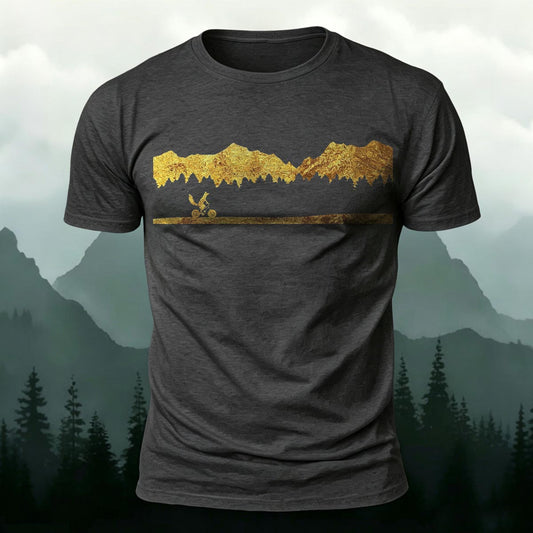 ゴールデンマウンテン アウトドア サイクリング カジュアル コットンTシャツ