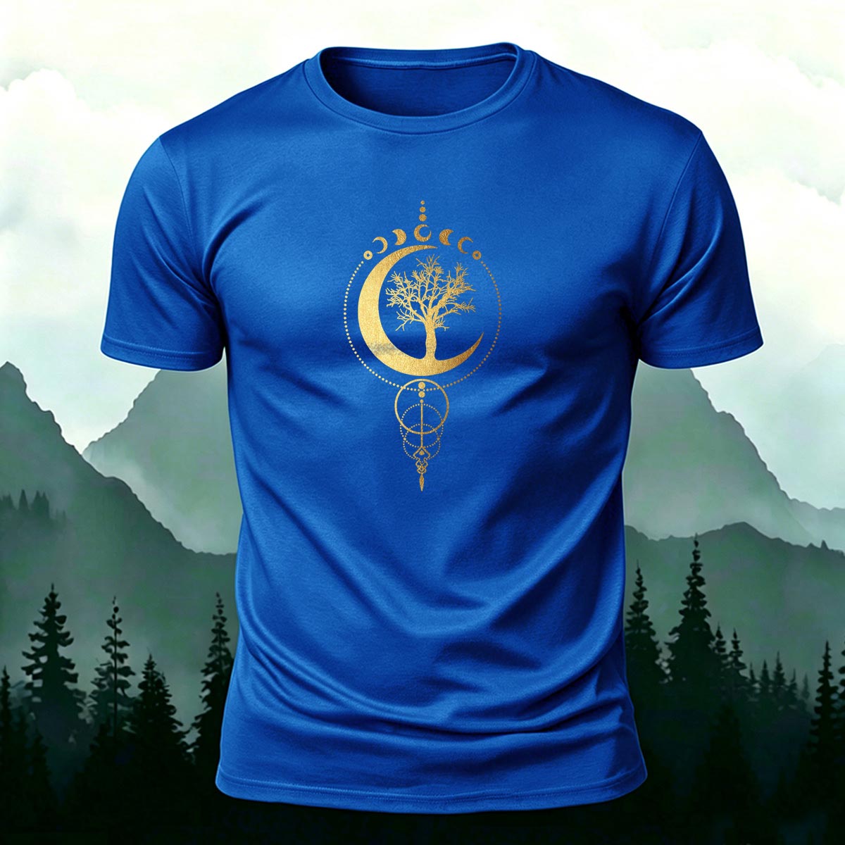 ムーンフェーズ 生命の樹 アウトドア プレミアムコットンTシャツ