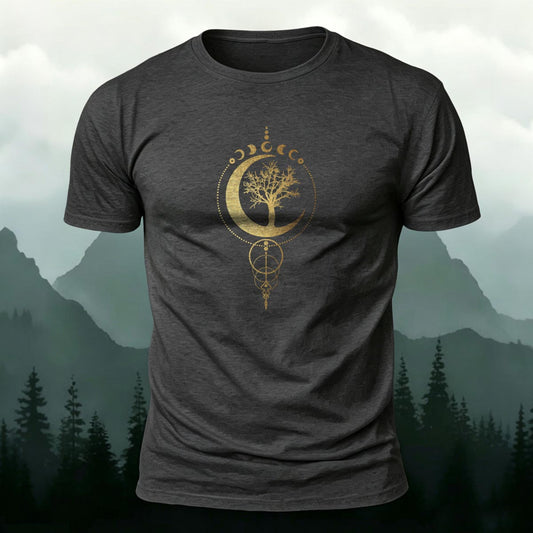 ムーンフェーズ 生命の樹 アウトドア プレミアムコットンTシャツ