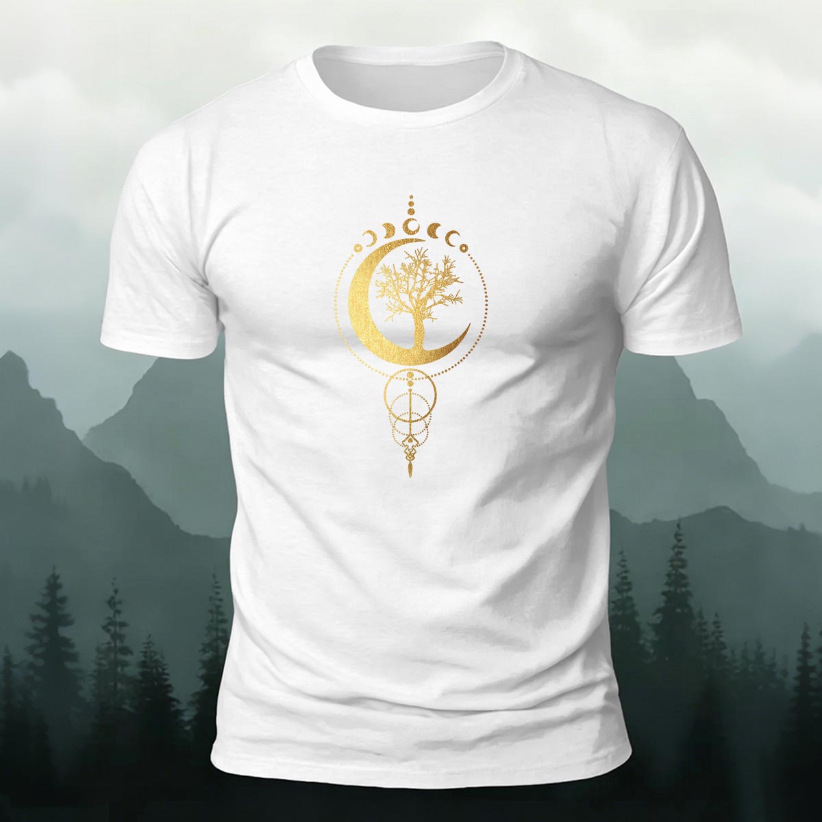 ムーンフェーズ 生命の樹 アウトドア プレミアムコットンTシャツ