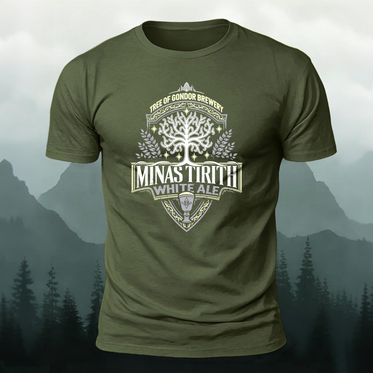Eagle On Branch Outdoor Premium Cotton Casual  Tee