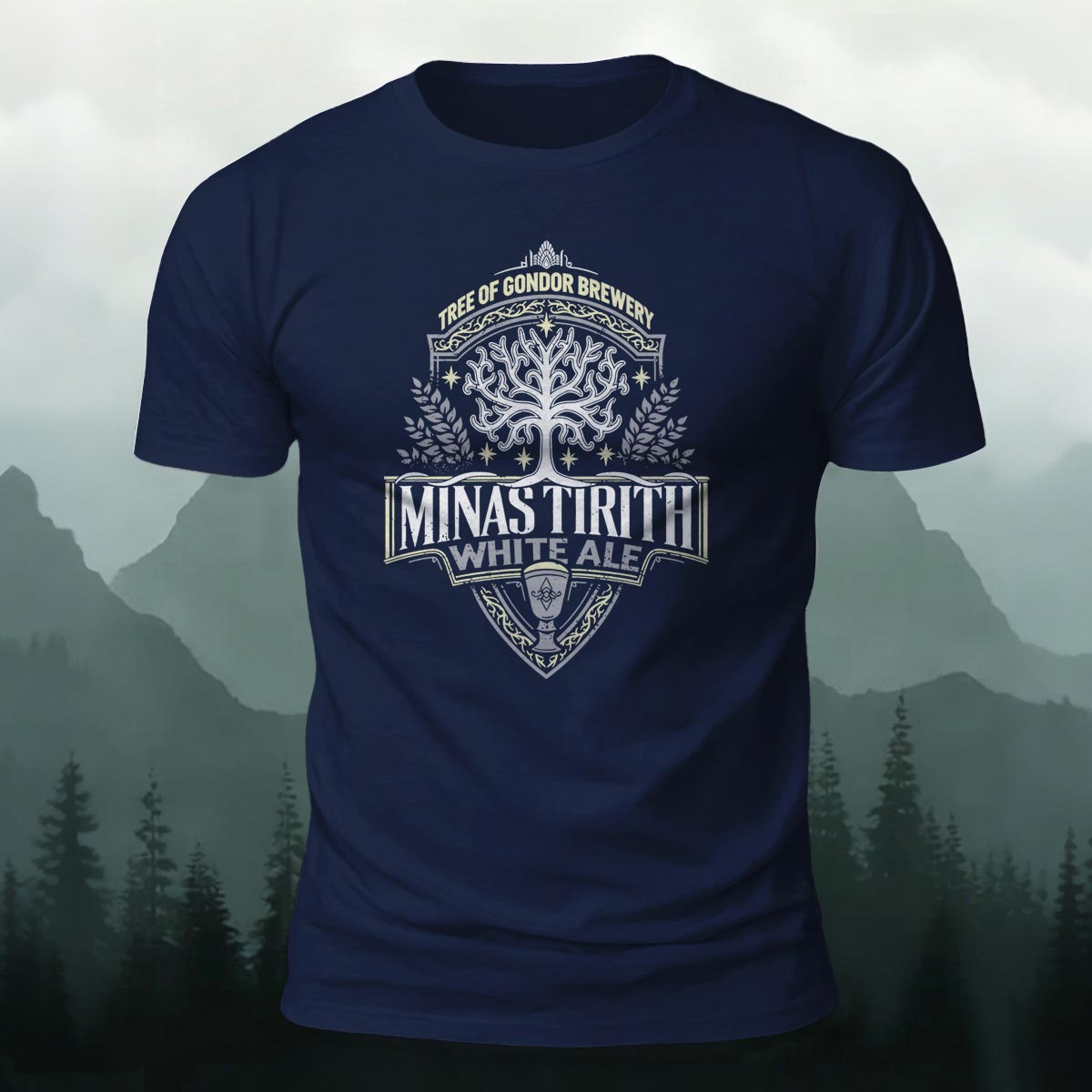 ファンタジー 中世 ホワイトツリー アート ソフト スキンフレンドリー Tシャツ