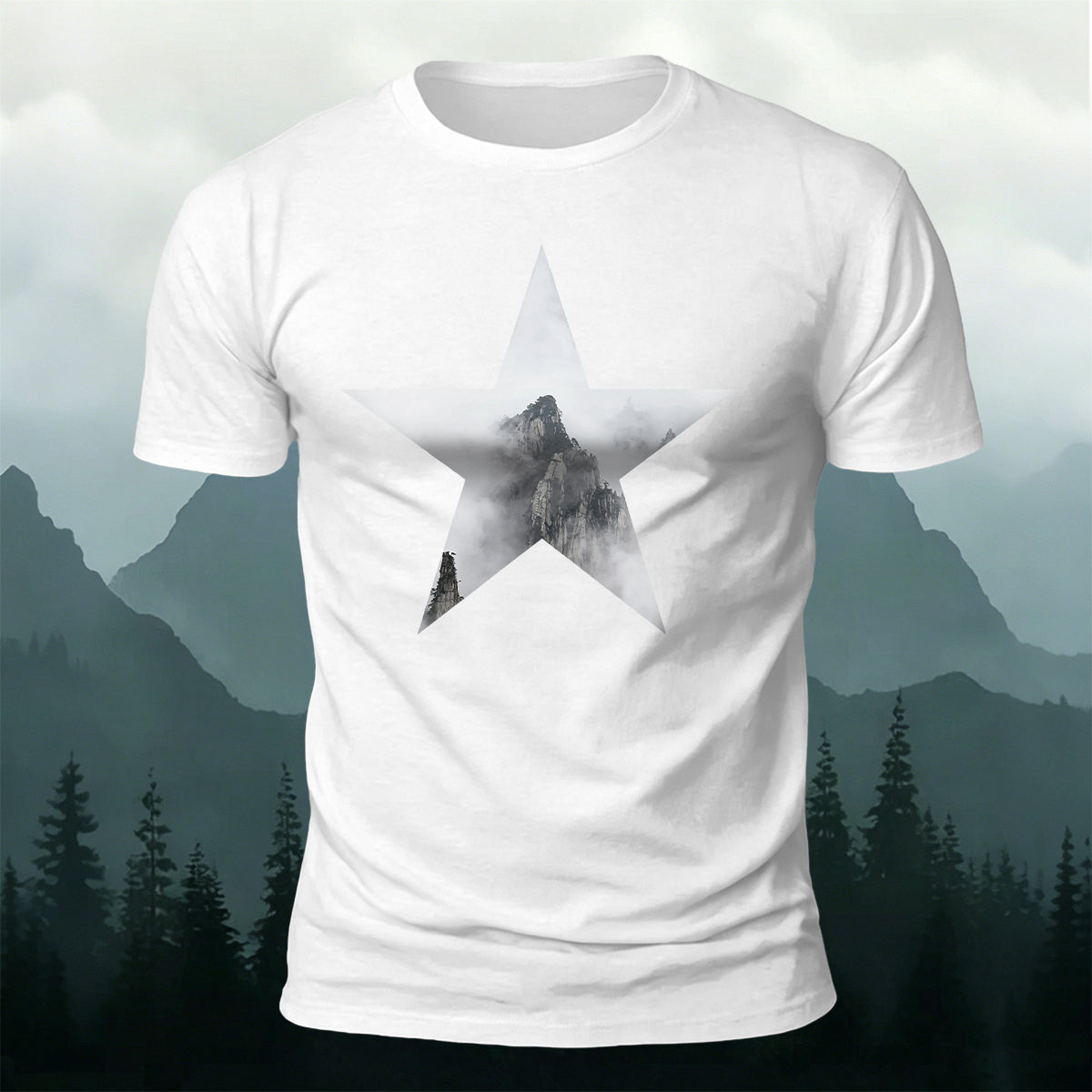 Minimalist Star Mountain Nature Premium Cotton T-Shirt