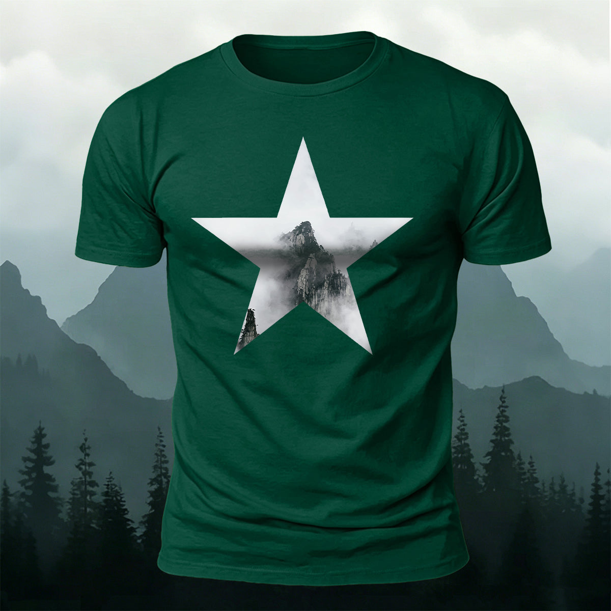 Minimalist Star Mountain Nature Premium Cotton T-Shirt