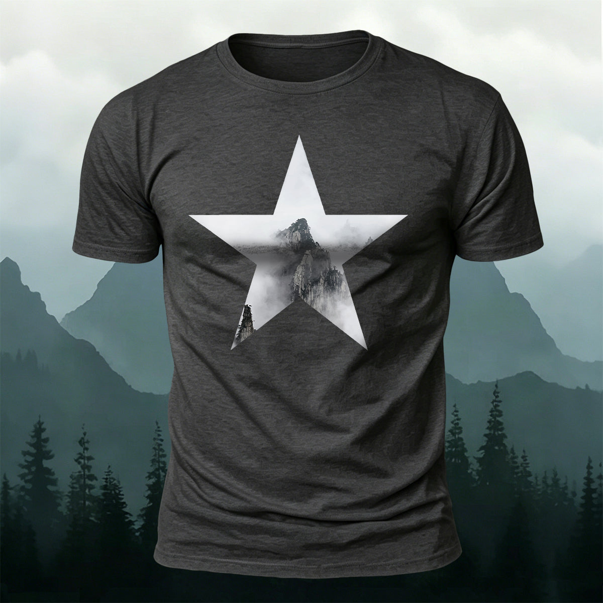 Minimalist Star Mountain Nature Premium Cotton T-Shirt