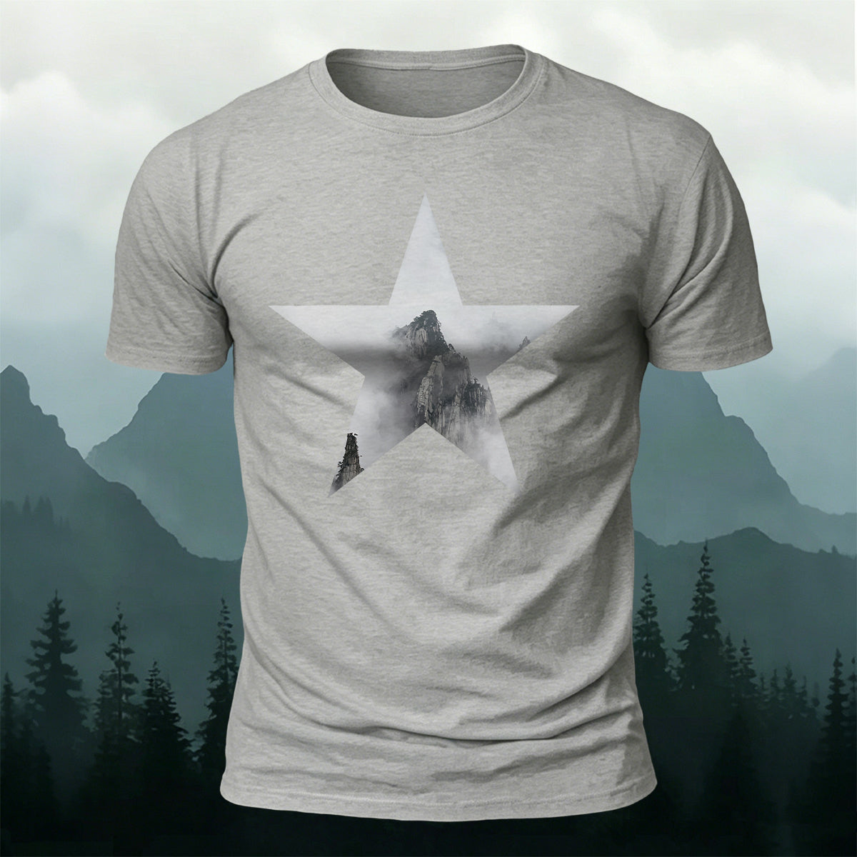 Minimalist Star Mountain Nature Premium Cotton T-Shirt