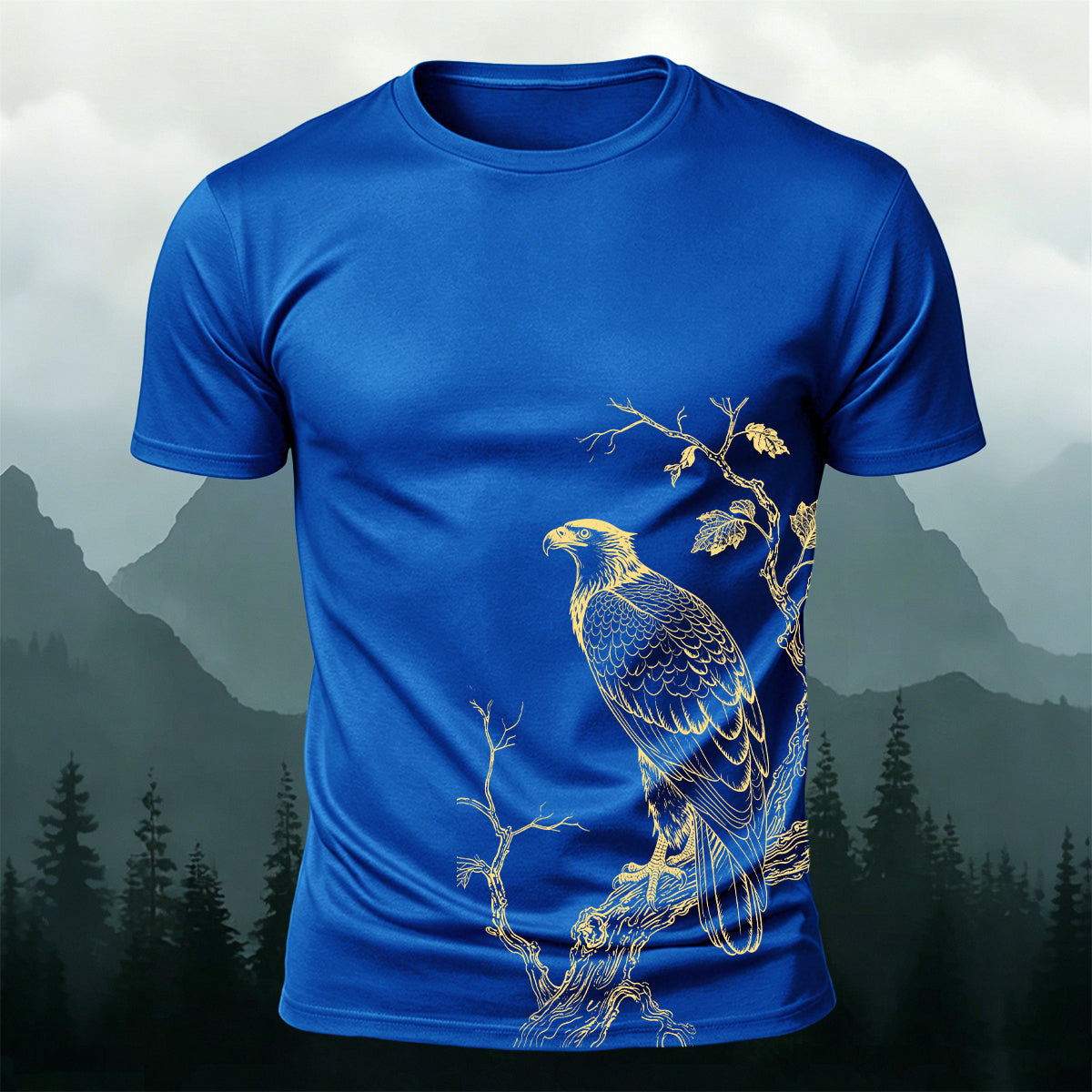 Eagle On Branch Outdoor Premium Cotton Casual  Tee
