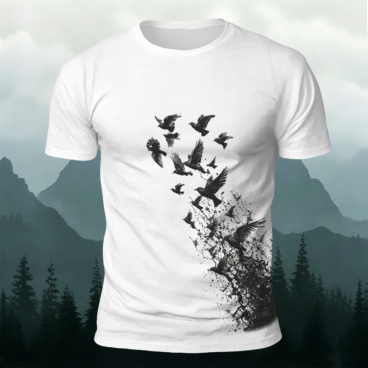 Flying Birds Wildlife Graphic Premium Cotton T-Shirt