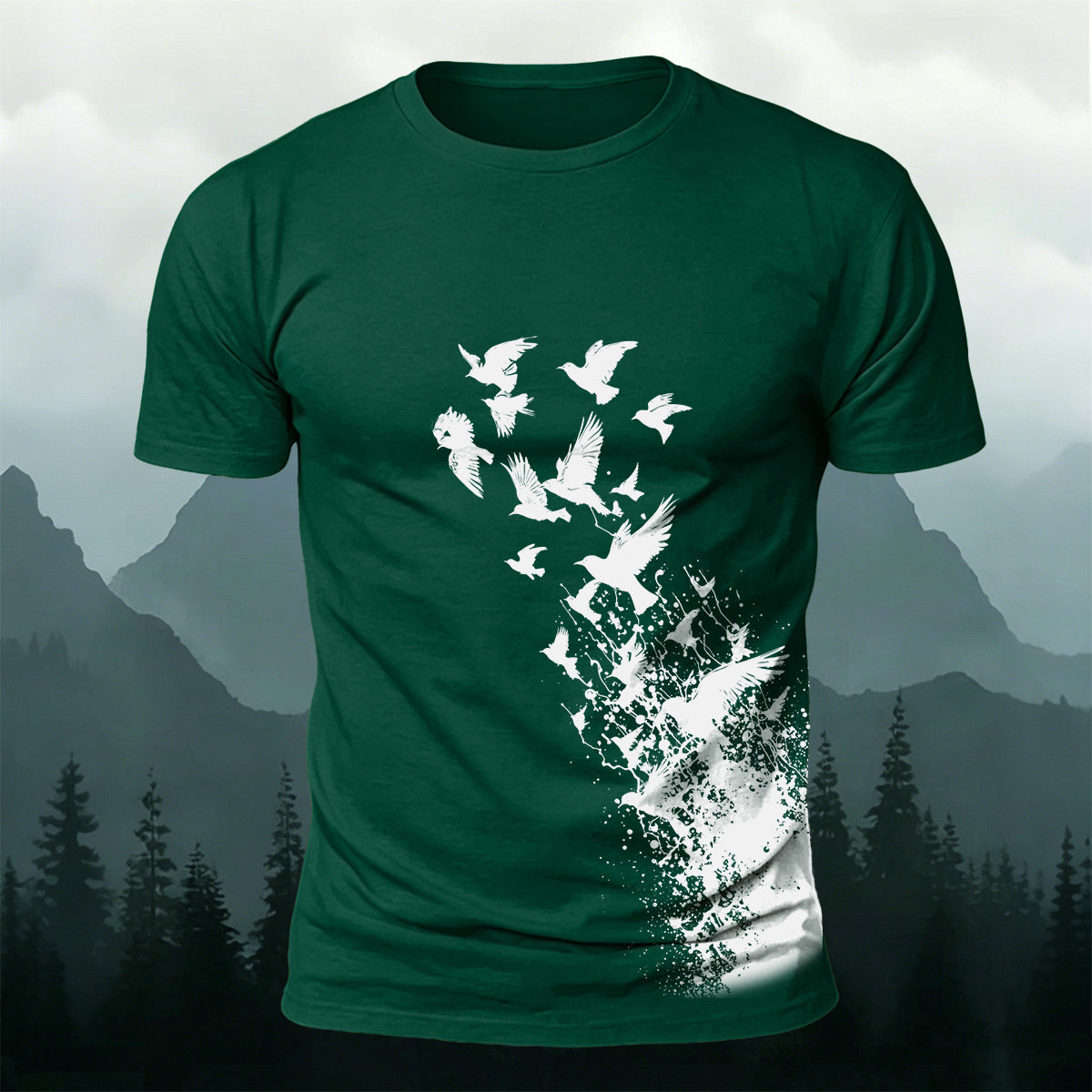 Flying Birds Wildlife Graphic Premium Cotton T-Shirt