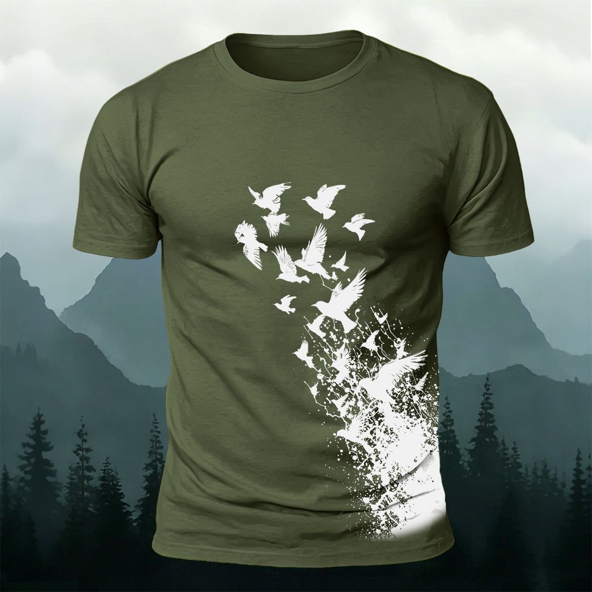 Flying Birds Wildlife Graphic Premium Cotton T-Shirt