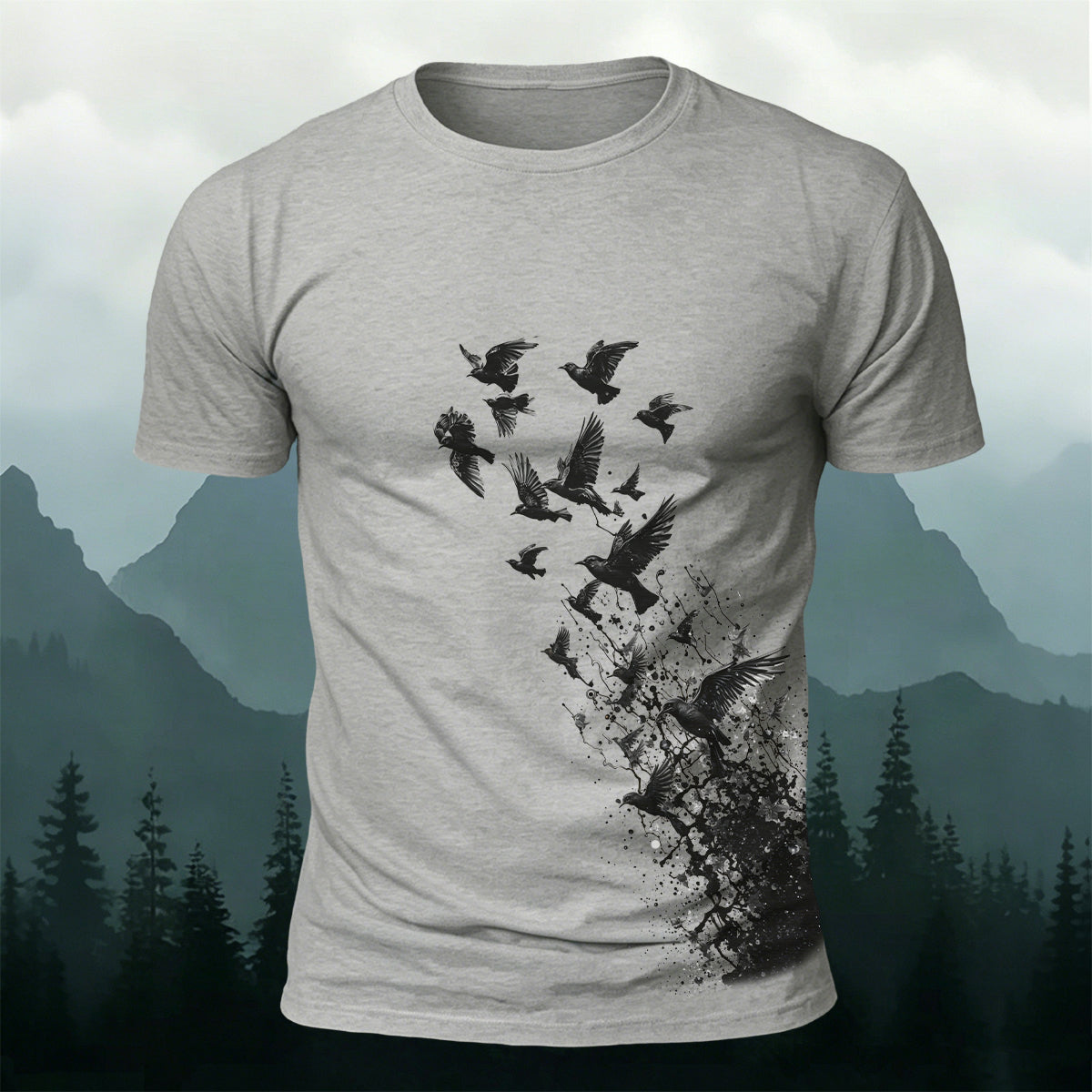 Flying Birds Wildlife Graphic Premium Cotton T-Shirt