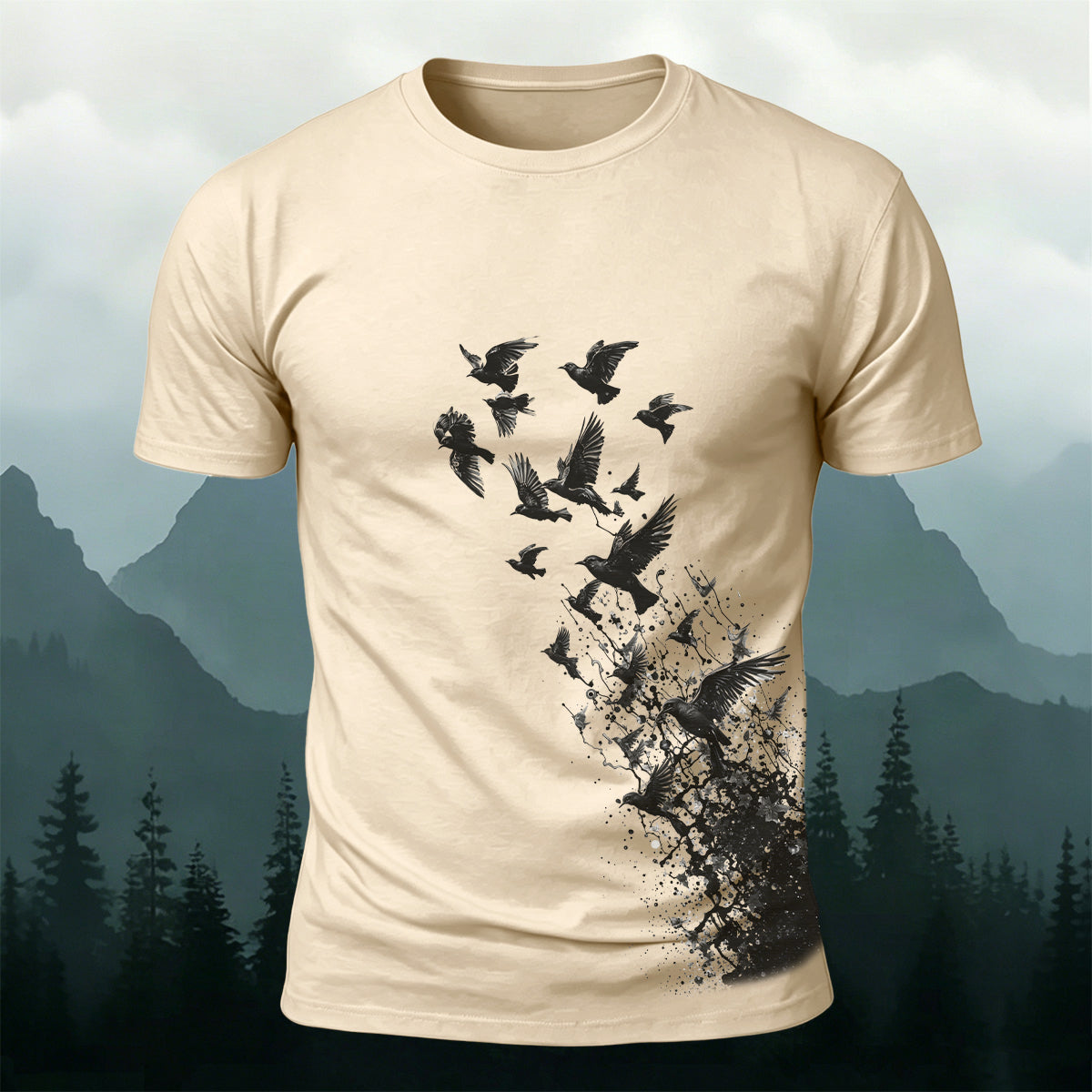 Flying Birds Wildlife Graphic Premium Cotton T-Shirt