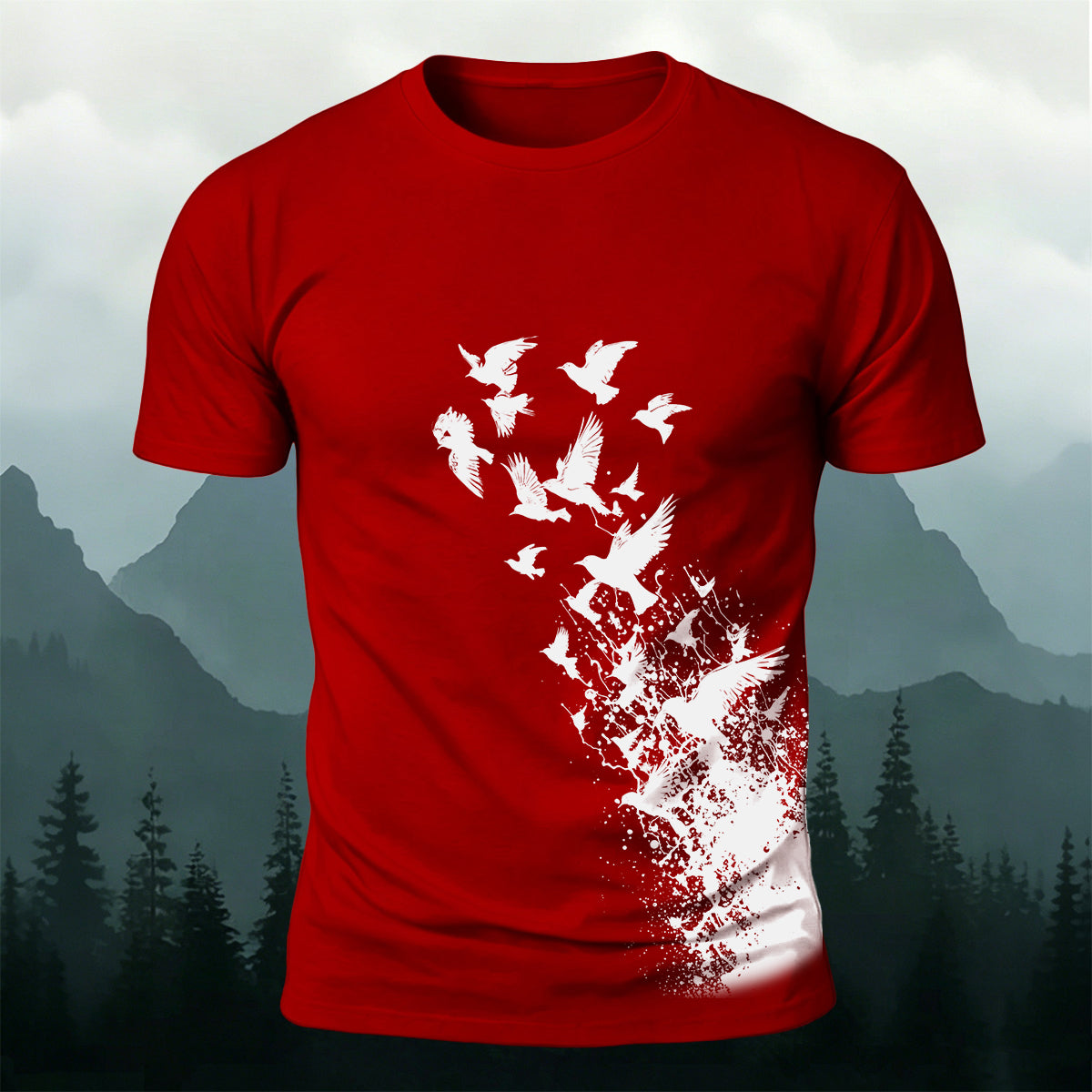 Flying Birds Wildlife Graphic Premium Cotton T-Shirt