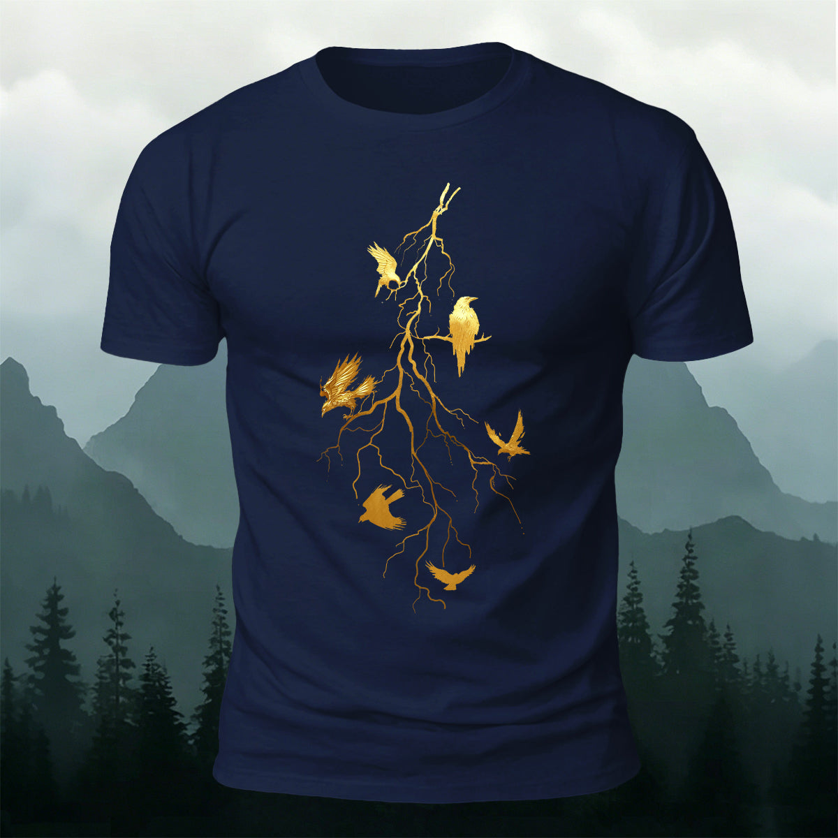 Black Ravens Twig Art Nature Skin-Friendly T-Shirt