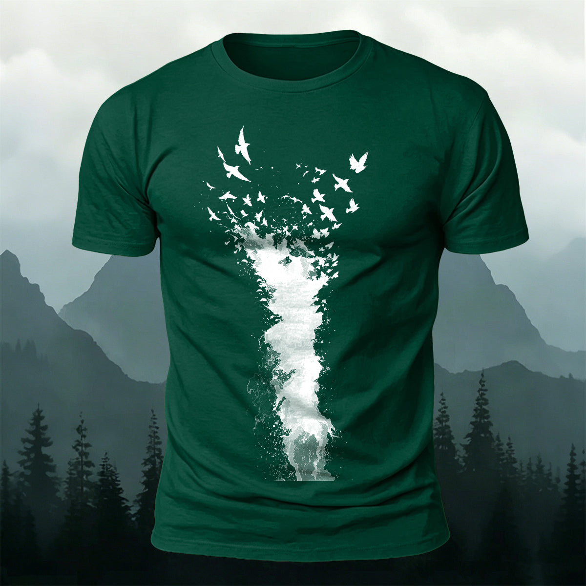Splash Art Birds Wildlife Premium Cotton T-Shirt