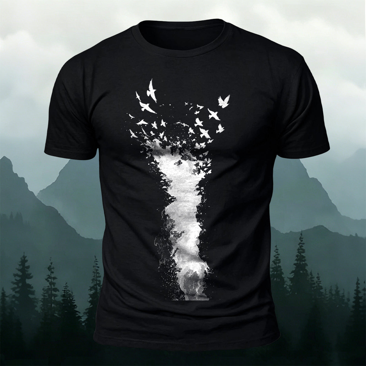 Splash Art Birds Wildlife Premium Cotton T-Shirt