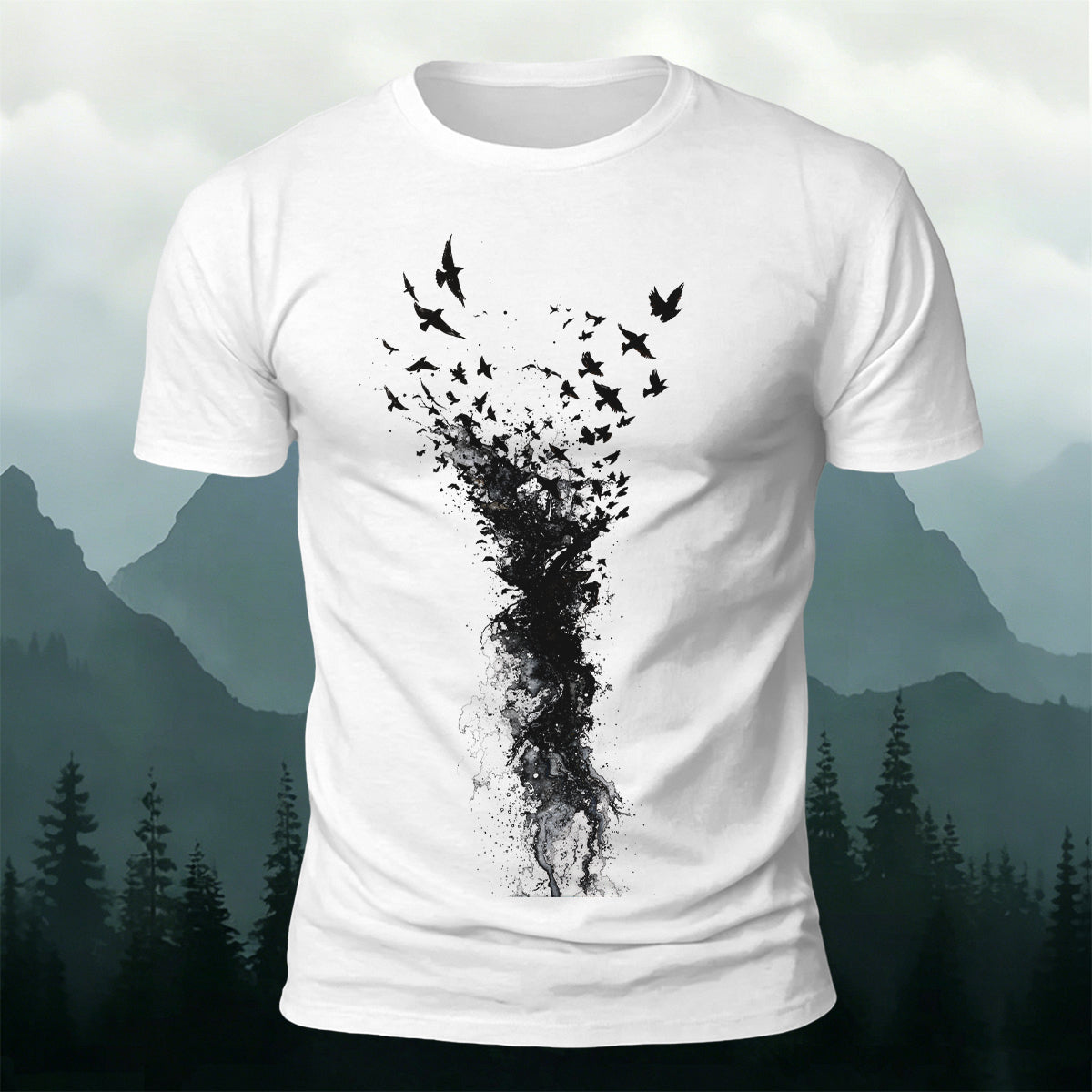 Splash Art Birds Wildlife Premium Cotton T-Shirt