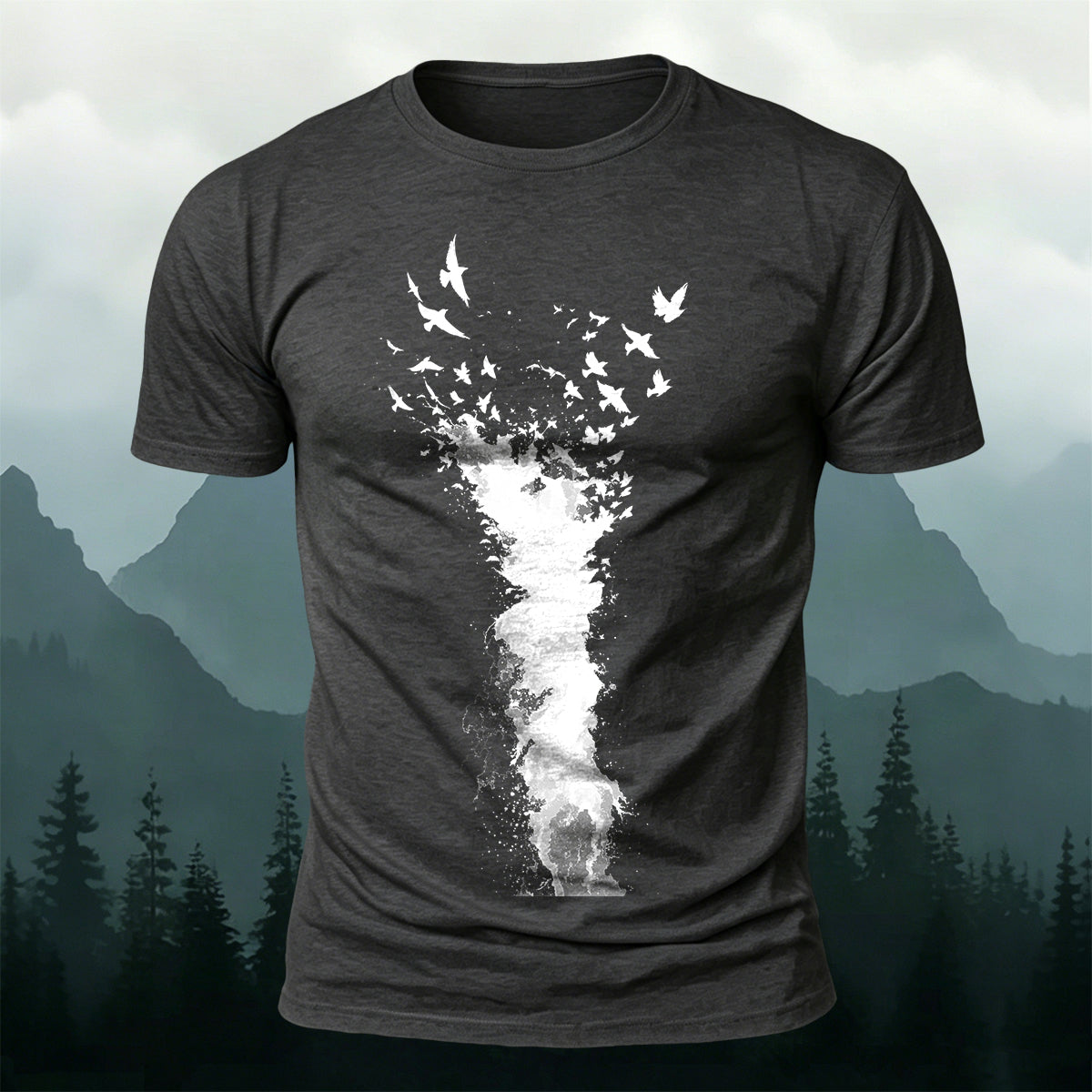 Splash Art Birds Wildlife Premium Cotton T-Shirt